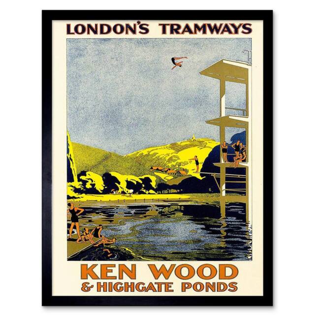 "Artery8 Tram London Highgate Ponds Hampstead Heath UK Framed Art Print - Size: W12"" x H16""" - image 1