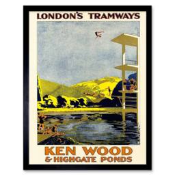 "Artery8 Tram London Highgate Ponds Hampstead Heath UK Framed Art Print - Size: W12"" x H16""" - thumbnail 1