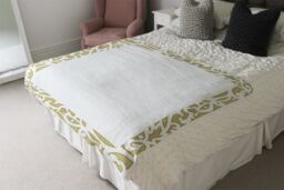 Benjamin Tate Design Egyptian Hieroglyphs Golden Border Blanket in Natural - Size: 120 cm x 150 cm - thumbnail 3