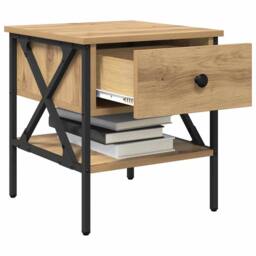 Berkfield Home Bedside Tables 2 pcs Artisan Oak 40x42x45 cm Engineered Wood in Beige - Size: 40 x 42 x 45 cm - thumbnail 3