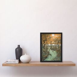 Artery8 Mangrove Forest Swamp Landscape Linocut Style Artwork Framed Wall Art Print A4 in Black - thumbnail 2