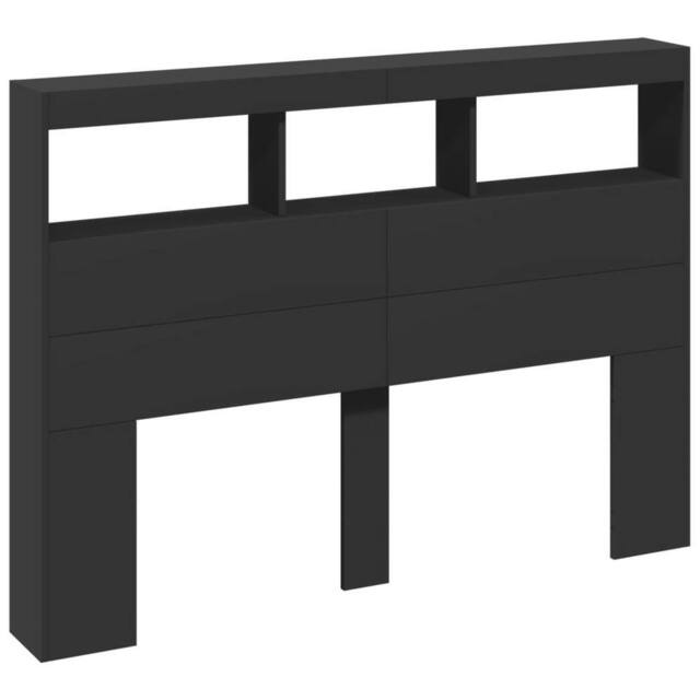 Berkfield Home Headboard Cabinet with LED Black 140x17x102 cm - Size: 140 x 17 x 102 cm - image 1