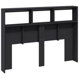 Berkfield Home Headboard Cabinet with LED Black 140x17x102 cm - Size: 140 x 17 x 102 cm - thumbnail 8