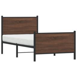 Berkfield Home Metal Bed Frame without Mattress Brown Oak 75x190 cm Small Single - thumbnail 4