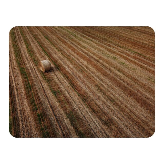 Benjamin Tate Design Aerial view of hay bale fields Designer Blanket in Natural - Size: 120 cm x 150 cm - image 1