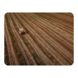 Benjamin Tate Design Aerial view of hay bale fields Designer Blanket in Natural - Size: 120 cm x 150 cm - thumbnail 1