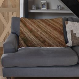 Benjamin Tate Design Aerial view of hay bale fields Designer Blanket in Natural - Size: 120 cm x 150 cm - thumbnail 2
