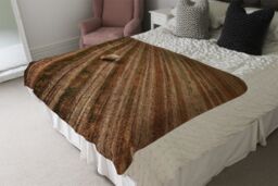 Benjamin Tate Design Aerial view of hay bale fields Designer Blanket in Natural - Size: 120 cm x 150 cm - thumbnail 4
