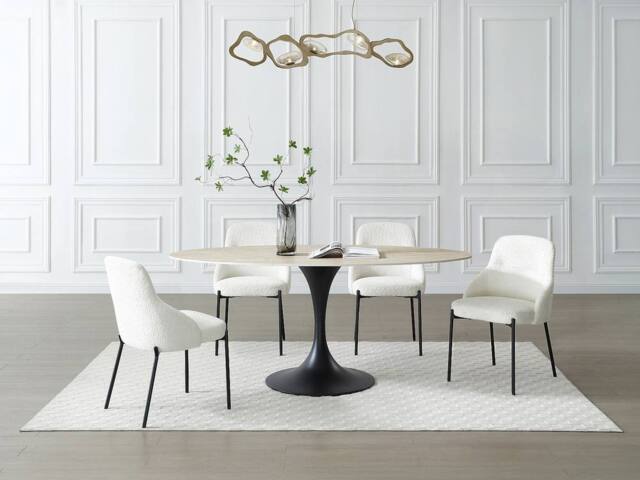 Vente-unique Dining Table for 8 People In Ceramic & Black Metal - Beige - image 1