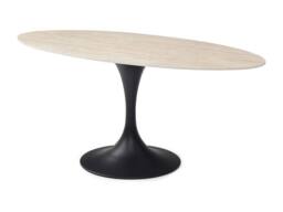 Vente-unique Dining Table for 8 People In Ceramic & Black Metal - Beige - thumbnail 6