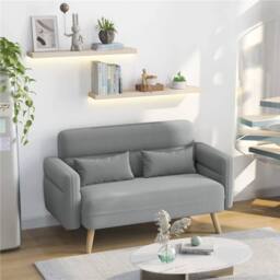 NESTLUNE Light Grey 2 Seater Loveseat Sofa Couch Futon - Size: 100 cm x 15 cm - thumbnail 3