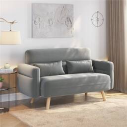 NESTLUNE Light Grey 2 Seater Loveseat Sofa Couch Futon - Size: 100 cm x 15 cm - thumbnail 4