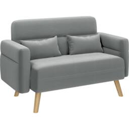 NESTLUNE Light Grey 2 Seater Loveseat Sofa Couch Futon - Size: 100 cm x 15 cm - thumbnail 1