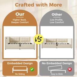 ModernLuxe Upholstered ottoman daybed with USB-C for children in Beige - Size: Single - thumbnail 6