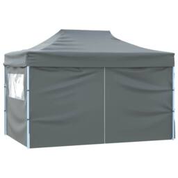 Berkfield Home Foldable Tent Pop-Up with 4 Side Walls 3x4.5 m Anthracite in Charcoal - thumbnail 6