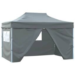 Berkfield Home Foldable Tent Pop-Up with 4 Side Walls 3x4.5 m Anthracite in Charcoal - thumbnail 2