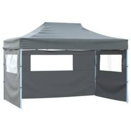 Berkfield Home Foldable Tent Pop-Up with 4 Side Walls 3x4.5 m Anthracite in Charcoal - thumbnail 4