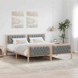 Berkfield Home Bed Frame Light Grey 180 x 200 cm Solid Pine Wood