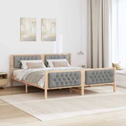 Berkfield Home Bed Frame Light Grey 180 x 200 cm Solid Pine Wood - thumbnail 4