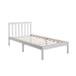 Home Source Pine Solid Wood Bed Frame Low End Slatted Base Headboard in White - Size: Double - thumbnail 8