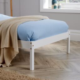 Home Source Pine Solid Wood Bed Frame Low End Slatted Base Headboard in White - Size: Double - thumbnail 6