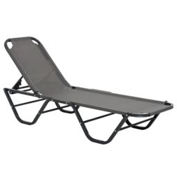 OUTSUNNY Sun Lounger Relaxer Recliner w/ 5-Position Adjustable Backrest Pool Sun Bathing in Grey - thumbnail 2