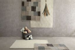 Orsina Small Box Design Rug, Handcrafted Grey & Ivory Woven Patchwork Rug, Soft Wool & Cotton Blend, Colour Palette - thumbnail 2