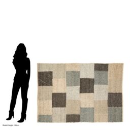 Orsina Small Box Design Rug, Handcrafted Grey & Ivory Woven Patchwork Rug, Soft Wool & Cotton Blend, Colour Palette - thumbnail 5