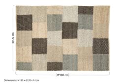 Orsina Small Box Design Rug, Handcrafted Grey & Ivory Woven Patchwork Rug, Soft Wool & Cotton Blend, Colour Palette - thumbnail 4