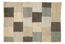 Orsina Small Box Design Rug, Handcrafted Grey & Ivory Woven Patchwork Rug, Soft Wool & Cotton Blend, Colour Palette - thumbnail 6