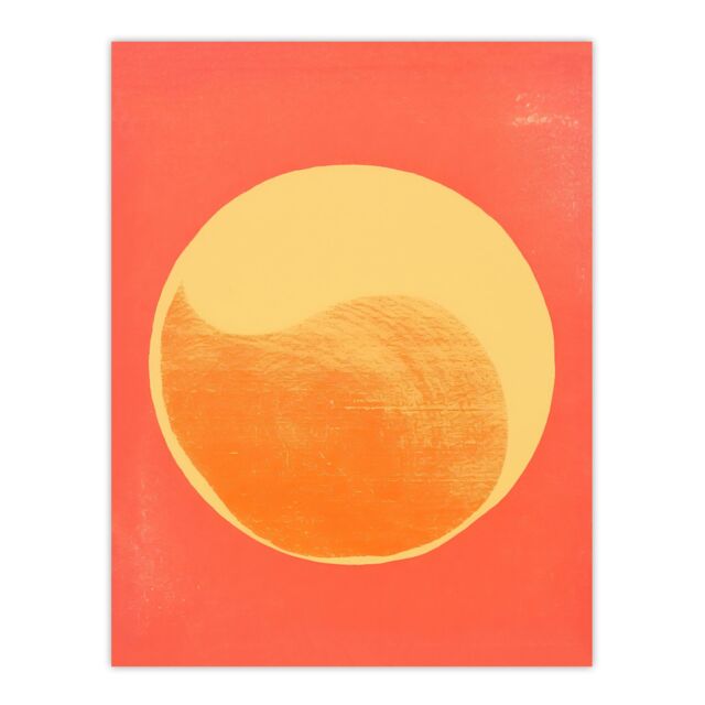 "Artery8 Wall Art Print Pumpkin Orange Mango Duotone Yin Yang Abstract Sun Minimalist Poster - Size: W12"" x H16""" - image 1