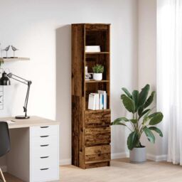 Berkfield Home Highboard Old Wood 37.5x35x180 cm Engineered Wood in Brown - thumbnail 1