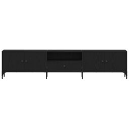 Berkfield Home TV Cabinet with Drawer Black Oak 200x25x44 cm Engineered Wood - Size: 200 x 25 x 44 cm - thumbnail 6