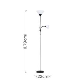 ValueLights Mozz Mother & Child Uplighter Floor Lamp with Side Lamp & LED Bulbs in Jet Black - thumbnail 6