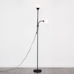 ValueLights Mozz Mother & Child Uplighter Floor Lamp with Side Lamp & LED Bulbs in Jet Black - thumbnail 5