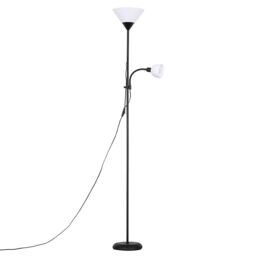 ValueLights Mozz Mother & Child Uplighter Floor Lamp with Side Lamp & LED Bulbs in Jet Black - thumbnail 2