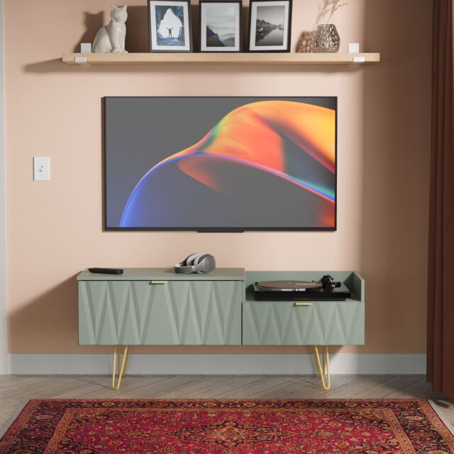 Ready Assembled 2 U Dallas 2 Drawer Coffee TV Unit (Ready Assembled) in Pale Green - image 1