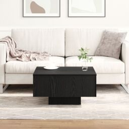 Berkfield Home Black Oak Coffee Table - 60x60x31.5 cm - Made with Engineered Wood - thumbnail 4