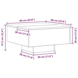 Berkfield Home Black Oak Coffee Table - 60x60x31.5 cm - Made with Engineered Wood - thumbnail 9