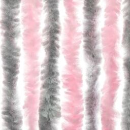 Berkfield Home Fly Curtain Silver Grey & Pink 100x220 cm Chenille - thumbnail 5