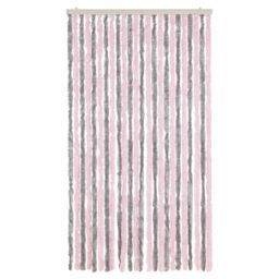Berkfield Home Fly Curtain Silver Grey & Pink 100x220 cm Chenille - thumbnail 3