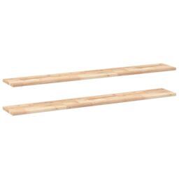 Berkfield Home Floating Shelves 2 pcs 160x20x2 cm Untreated Solid Wood Acacia in Brown - Size: 160 x 20 x 2 cm - thumbnail 2