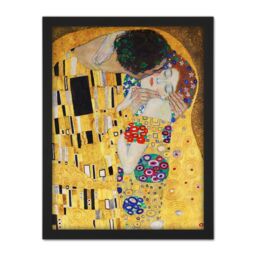 "Artery8 Wall Art Print Klimt The Kiss Large Framed Wall Décor Art in Black - Size: W18"" x H24""" - thumbnail 1