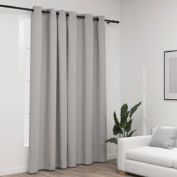 Berkfield Home Linen-Look Blackout Curtains with Grommets Grey 290x245cm - Size: 290x245 cm - thumbnail 1