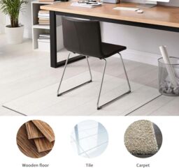 Costway 120cm x 120cm PVC Chair Mat for Hardwood Floor for Office & Home in Clear - Size: 120 cm x 120 cm - thumbnail 3