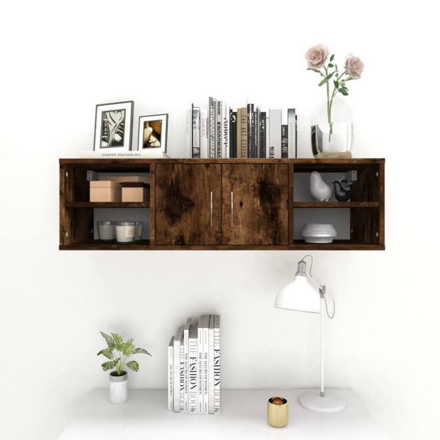 Berkfield Home Wall Shelf Smoked Oak 102x30x29 cm Engineered Wood in Brown - Size: 102 x 30 x 29 cm - image 1