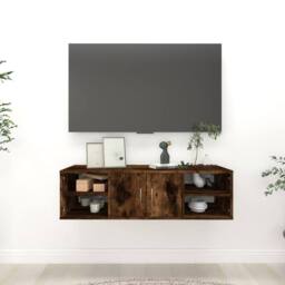 Berkfield Home Wall Shelf Smoked Oak 102x30x29 cm Engineered Wood in Brown - Size: 102 x 30 x 29 cm - thumbnail 2
