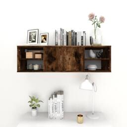Berkfield Home Wall Shelf Smoked Oak 102x30x29 cm Engineered Wood in Brown - Size: 102 x 30 x 29 cm - thumbnail 1