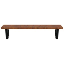 Berkfield Home Basin Shelf Wall Mounted Steel & Solid Wood Oak in Brown - thumbnail 4