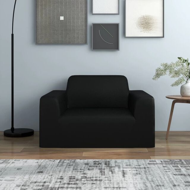 Berkfield Home Stretch Couch Slipcover Black Polyester Jersey - image 1